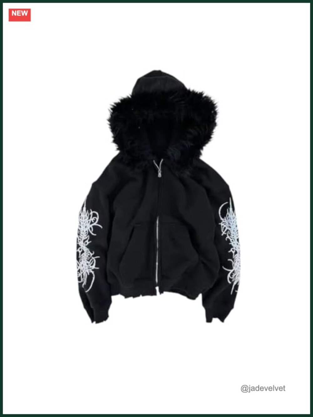 Y2K Oversized Zip Up Hoodie Faux Fur Winter Emo Grunge Streetwear Women Men